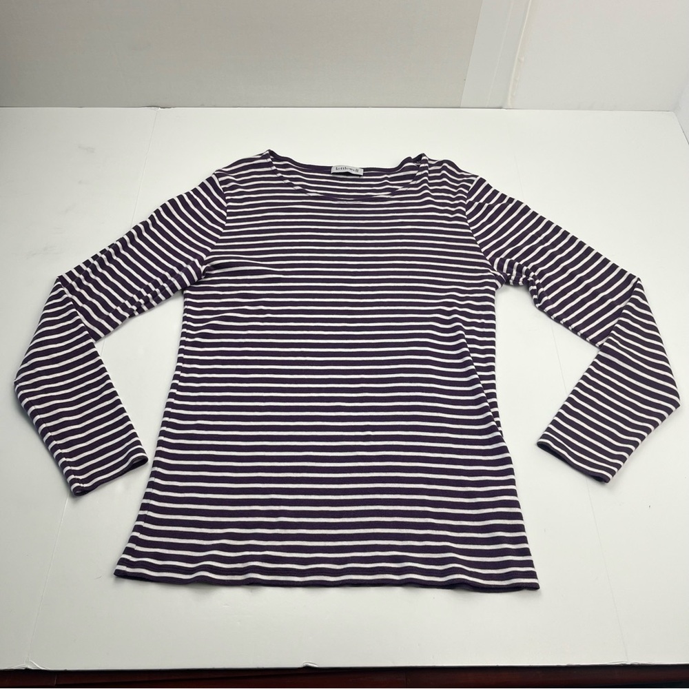 Kettlewell Purple White Striped Long Sleeve‎ Top Popover Womens Size Large LL